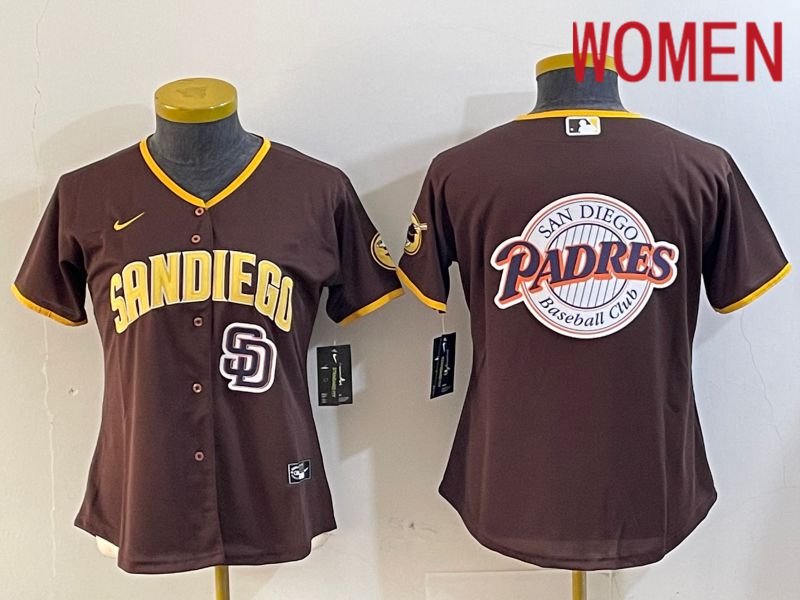 Women San Diego Padres Blank Browm Game 2024 Nike MLB Jersey style 10->youth mlb jersey->Youth Jersey